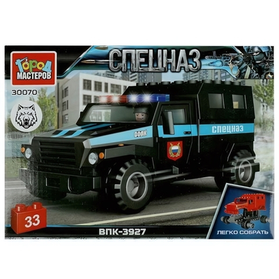 Конструтор пластмассовый 33эл. Спецназ "Волк Бронемашина" 30070-KK (Город мастеров)