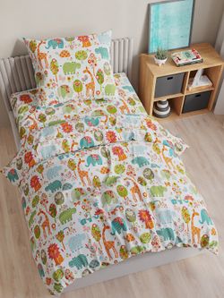 Простынь на резинке перкаль Сказка "Зоосад" 90x200 см