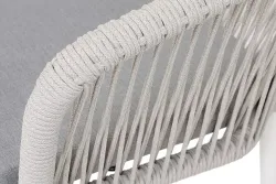 "Марсель" стул плетеный из роупа, каркас алюминий белый муар, роуп светло-серый меланж круглый tex, ткань светло-серая