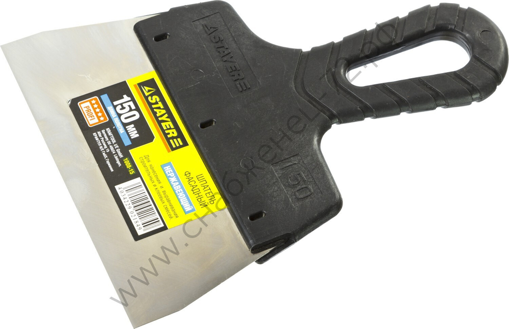 STAYER ProFLat 150 мм, пластиковая ручка, нержавеющий, Фасадный шпатель, PROFESSIONAL (1008-15)