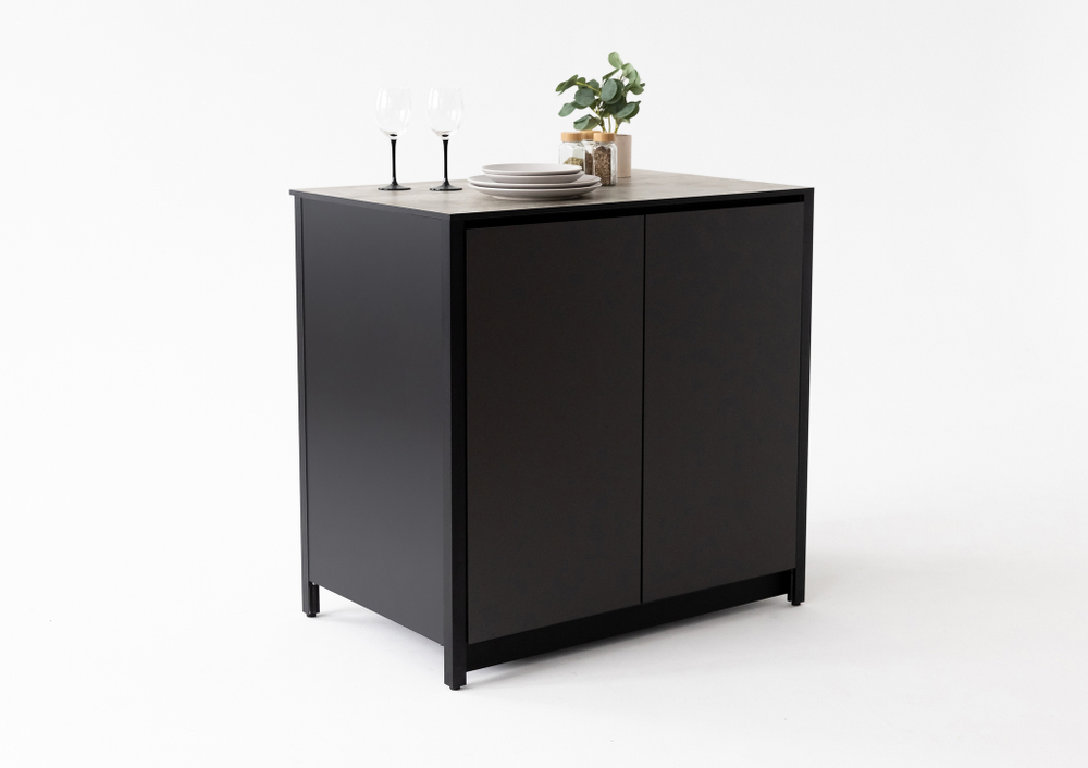 Шкаф напольный Lounge D-03, 90 см, черный/серый каспий