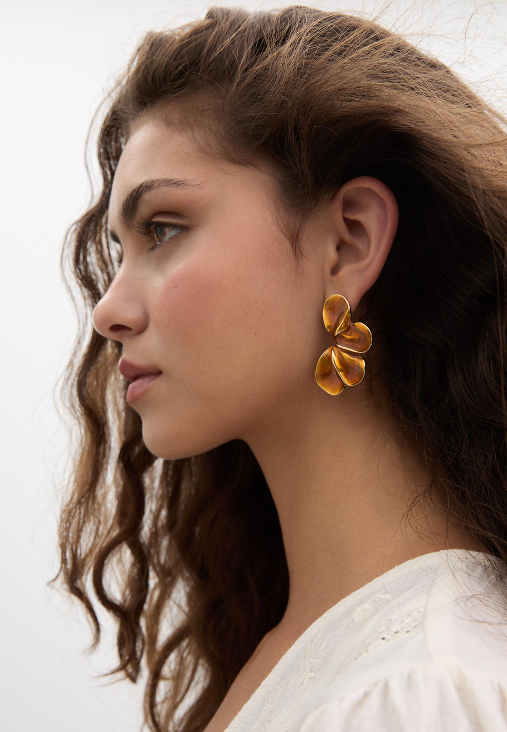 STRADIVARIUS Эмалированные серьги-веера, золотой