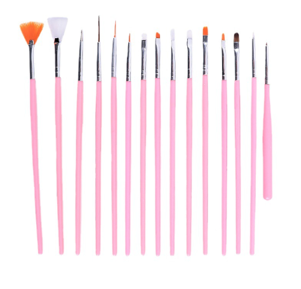 Набор кистей для маникюра, 15 шт, белый