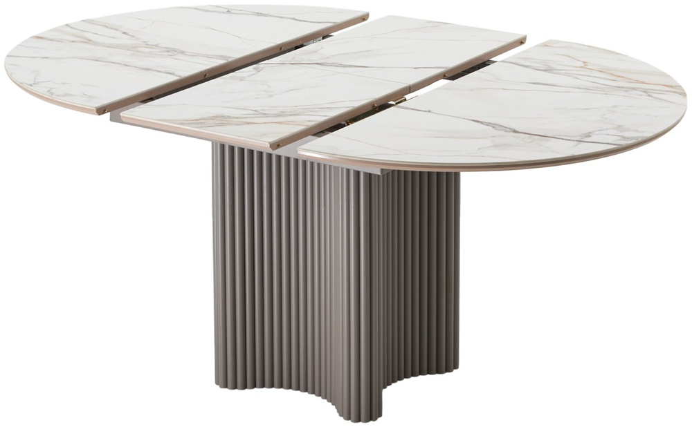 Стол АДАЖИО 115 КРУГЛЫЙ GILT WHITE, керамика / Латте каркас М-City