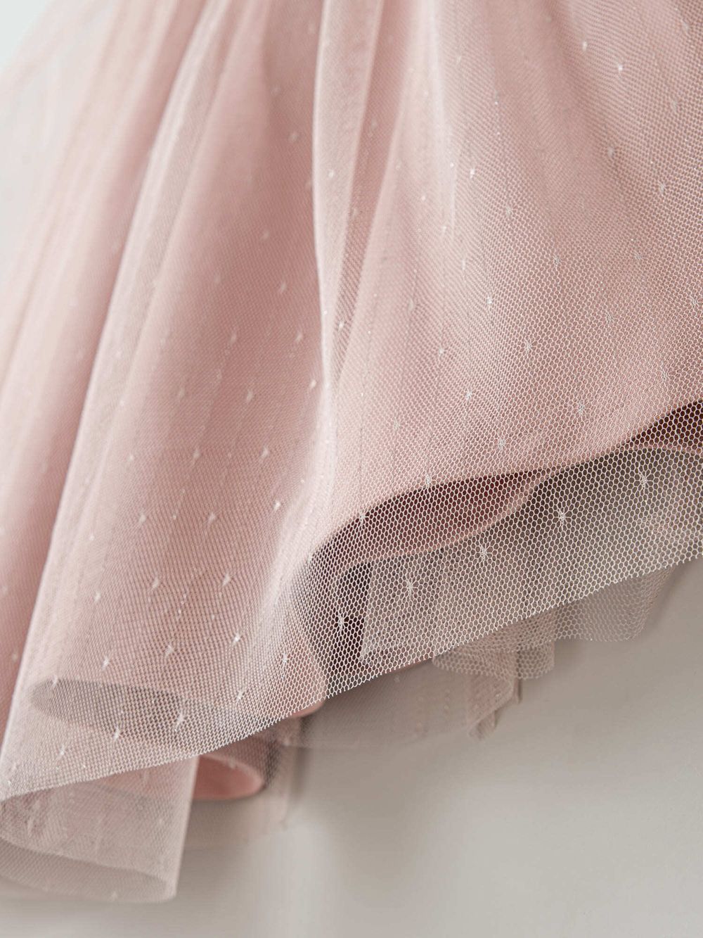 Платье с длинным рукавом и юбкой из фатина "Пудра"