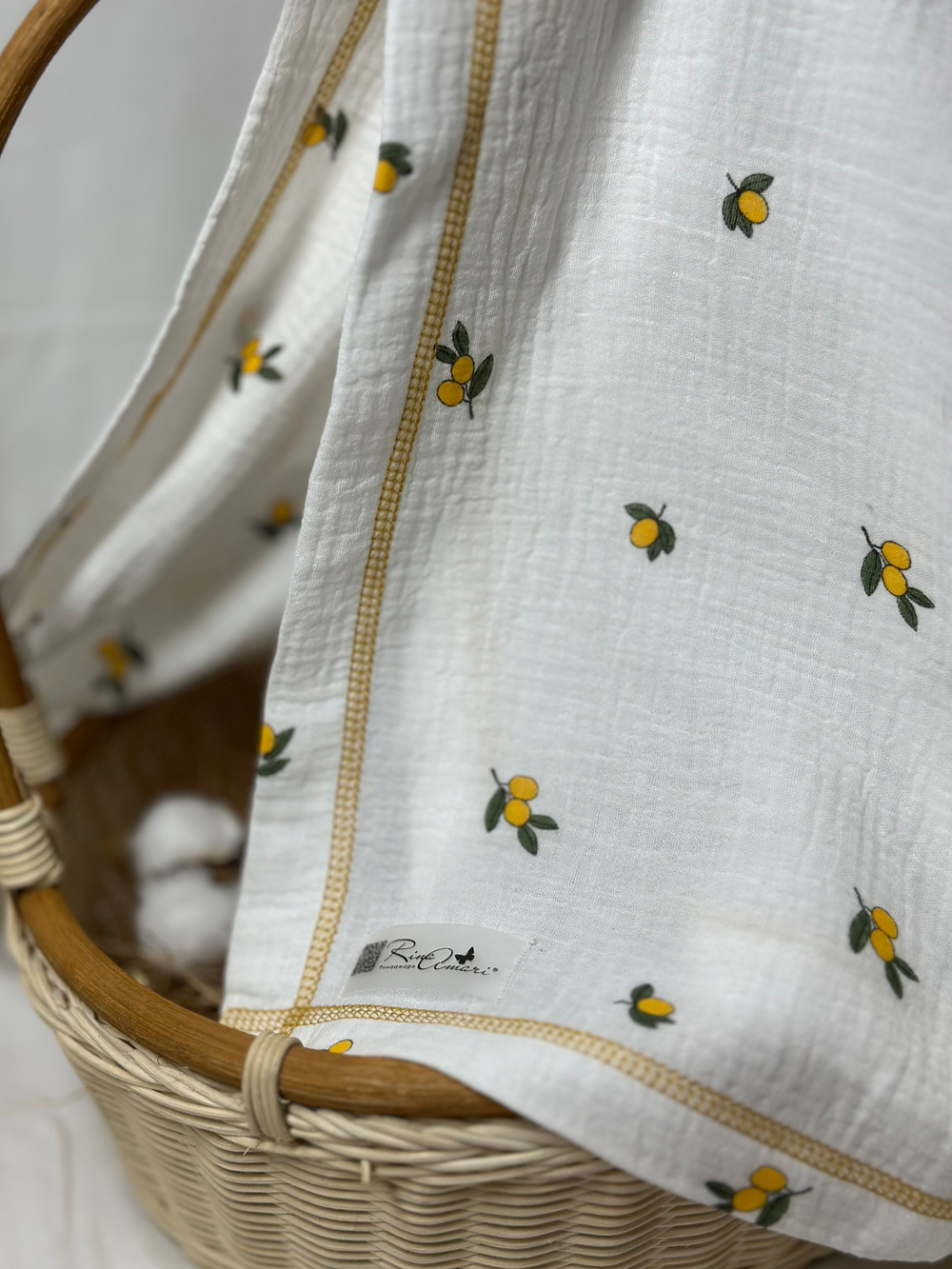 Муслиновая пеленка Лимончики 90*130 (+/-5см)