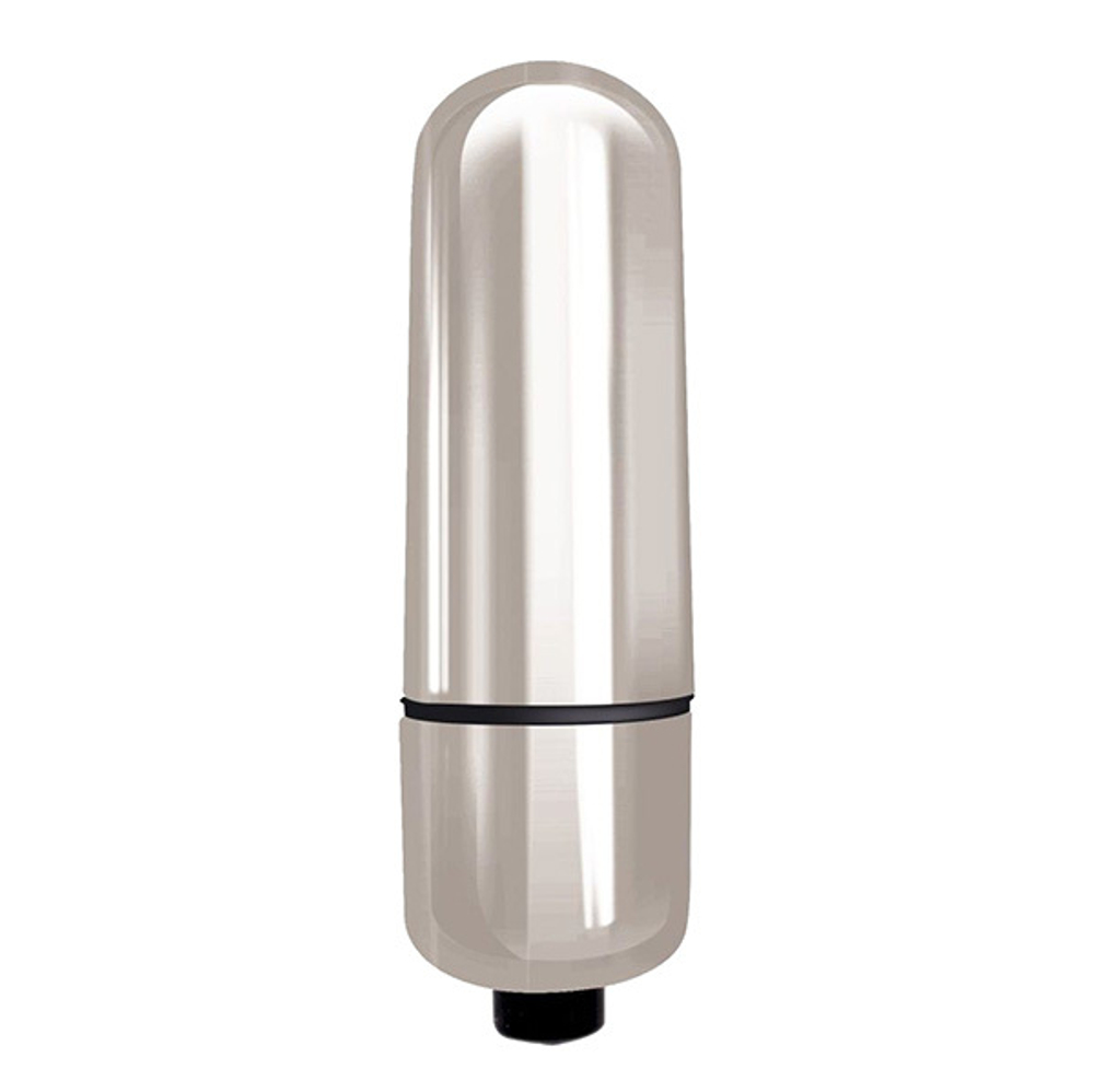 Серебристая гладкая вибропуля 6см Indeep Mady