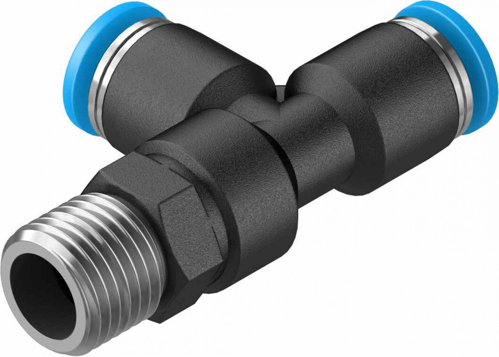 QSTL-1/8-4-100 Тройник с цанговым зажимом и резьбой