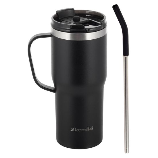 Термокружка 600 мл. из нержавеющей стали Kamille KM 2160 с трубочкой