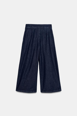 ZARA ДЖИНСЫ-КЮЛОТЫ Z1975 С ВЫСОКОЙ ПОСАДКОЙ И ЗАЩИПАМИ, СИНИЙ