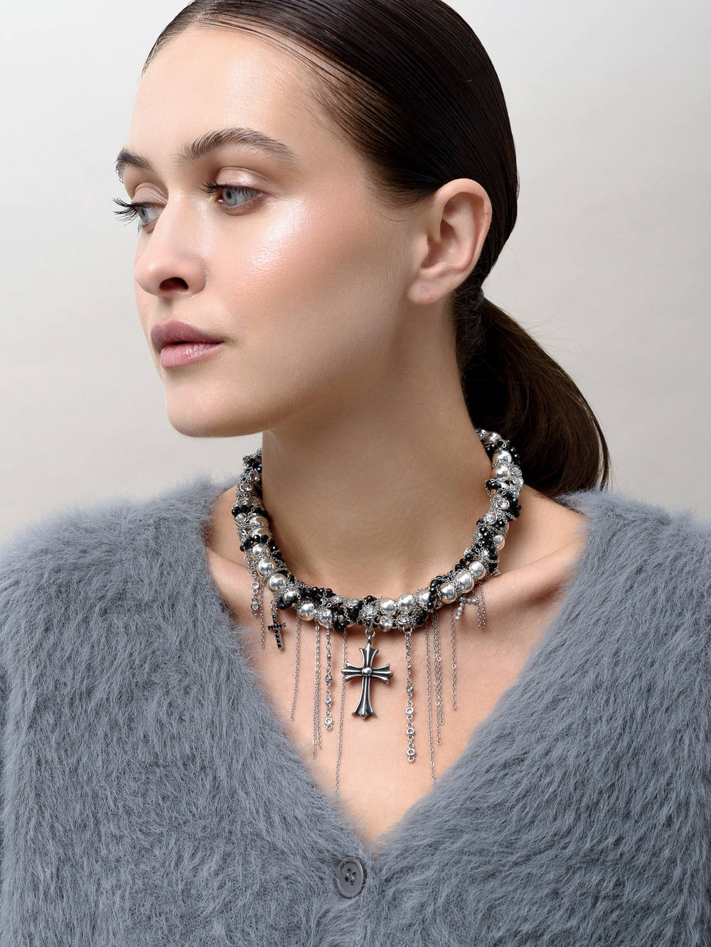 Колье "Glamour" из гематита и шпинели