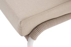 "Милан" кресло плетеное из роупа, каркас алюминий белый муар, роуп бежевый круглый, ткань бежевая 035