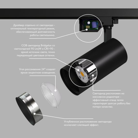 Трековый светильник Denkirs Solid Koper DK6453-BK
