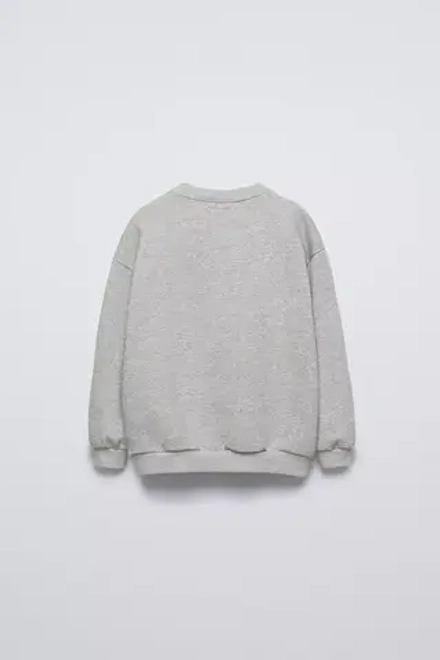 ZARA ТОЛСТОВКА I LOVE HELLO KITTY ©, СЕРЫЙ С МЕЛАНЖЕВЫМ ЭФФЕКТОМ