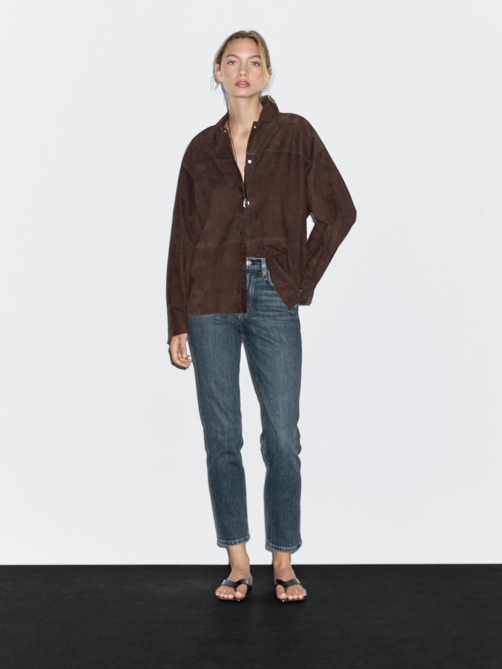 Massimo Dutti Зауженные джинсы со средней посадкой, средне-синий