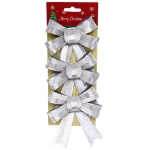 Бант на ёлку «Серебряный блеск» 11 см (набор 3 шт)