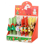 Ручка шариковая, Basir, синие чернила, серия "Новогодние", цветной корпус с фигуркой, 30 шт