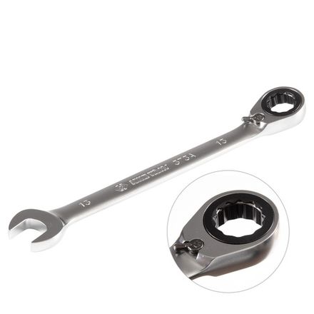 Цена на KING TONY (373A13M) Ключ трещоточный комбинированный с реверсом 13 мм