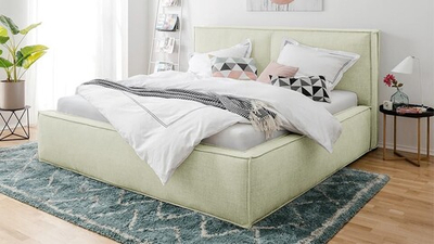 Кровать Латона Strong Плюс 01 195*235*85 см, Бежевый Рогожка Нераскладной Фиеста