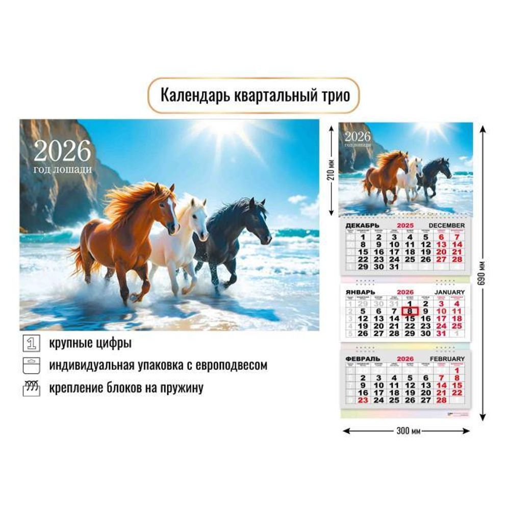 Календарь трио 2026 символ года 9435 (Квадра)