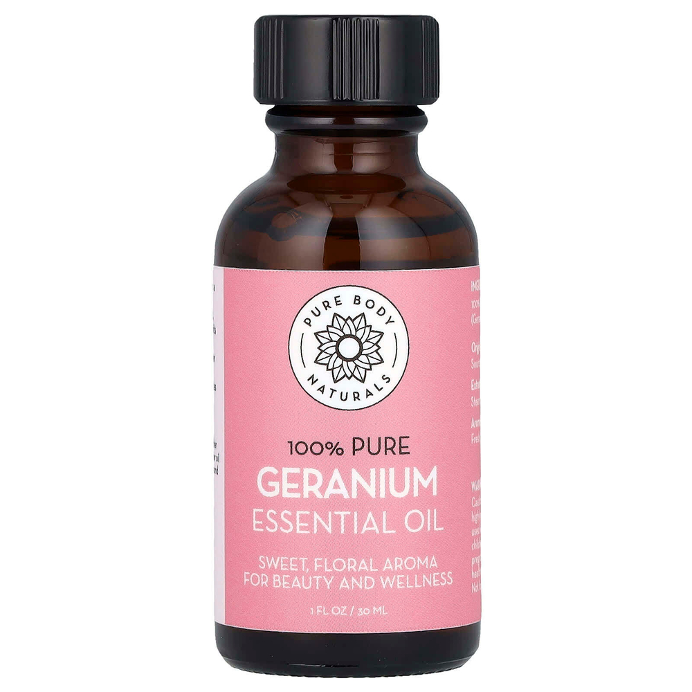 Pure Body Naturals, 100% чистое эфирное масло, герани, 30 мл (1 жидк. унц.)