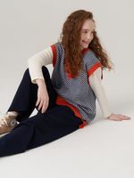 Жилетка для девочки в школу 953 н.синий-оранжевый