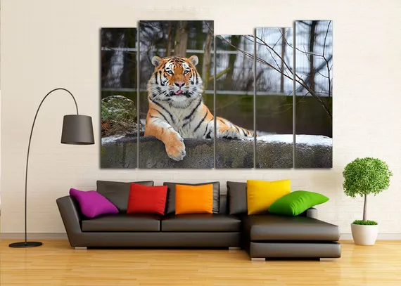 Модульная картина "Довольный тигр"