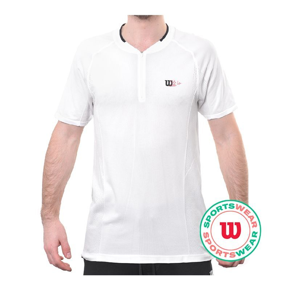 Мужское теннисное поло Wilson Players Seamless Zip Henley 2.0 - bright white