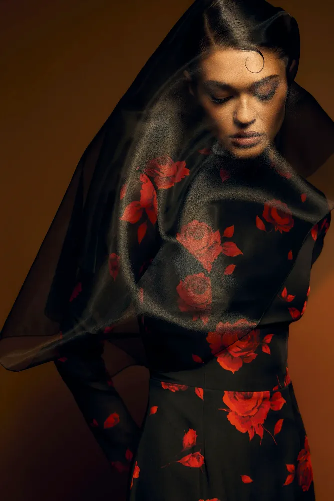 Рула макси (Rula maxi), платье макси из молочного шифона с цветочным принтом