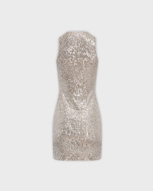 Платье-майка из серебряных пайеток