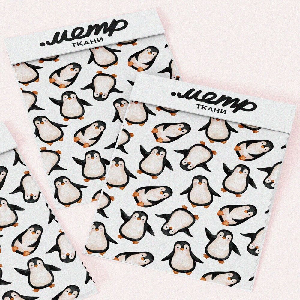 Ткань муслин пингвины