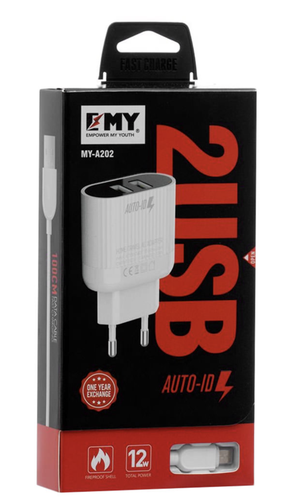 СЗУ с кабелем lightning 2USB 2.4А EMYX MY-A202 white