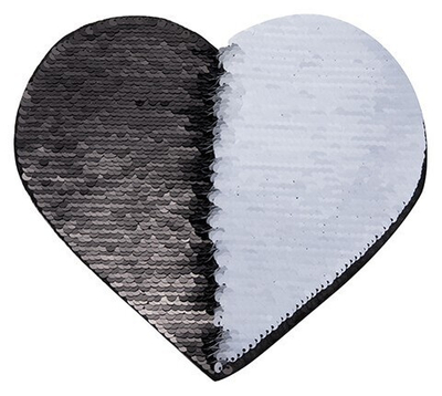 Патч с Пайетками самоклейка Сердце 19x22см (Черный/Белый)