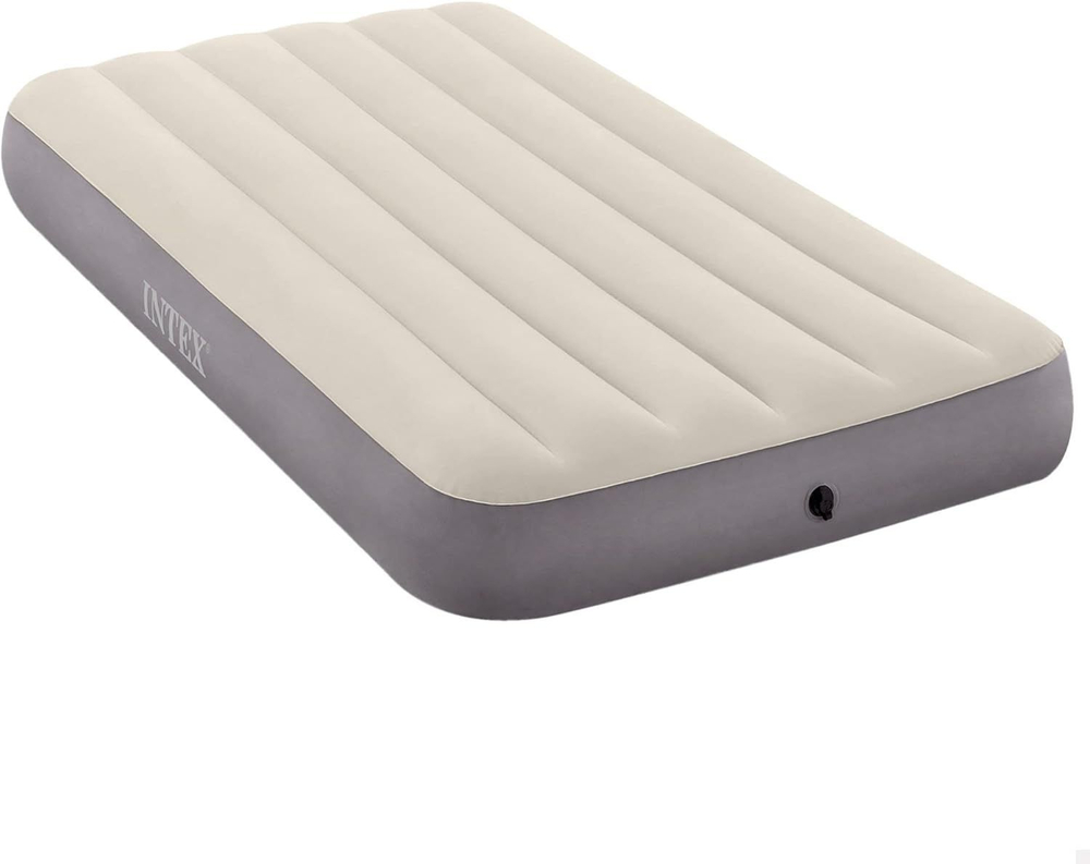 Мaтрас нaдувной Intex 64101 Deluxe Twin 99х191х25 см / Крoвать нaдувная Интeкс односпальная велюровая для дома и туризма