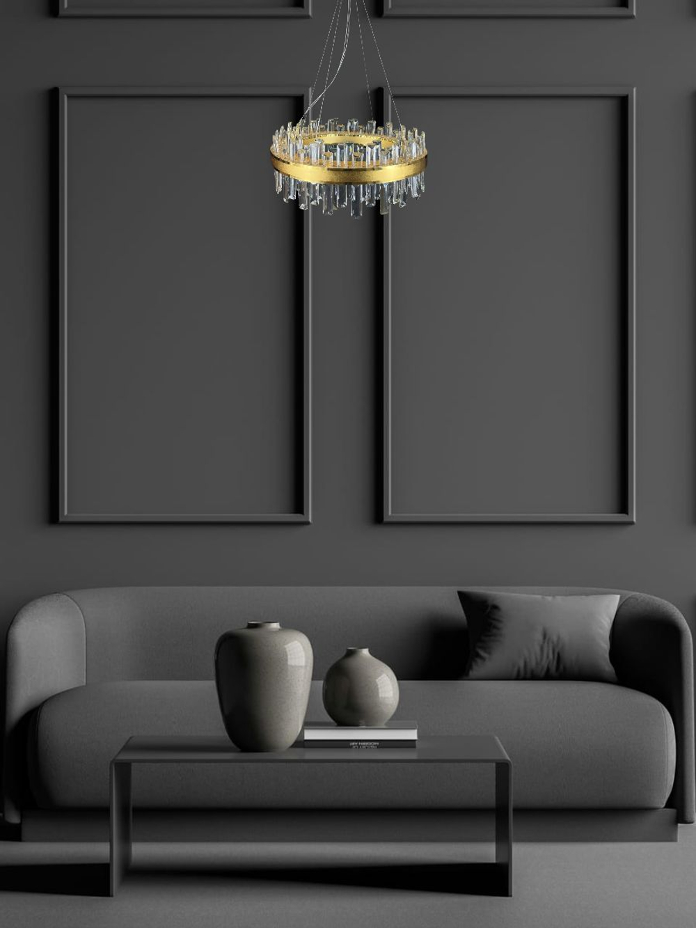 Люстра подвесная светодиодная Lanbos, LED 76 Вт, до 15 кв м, золото