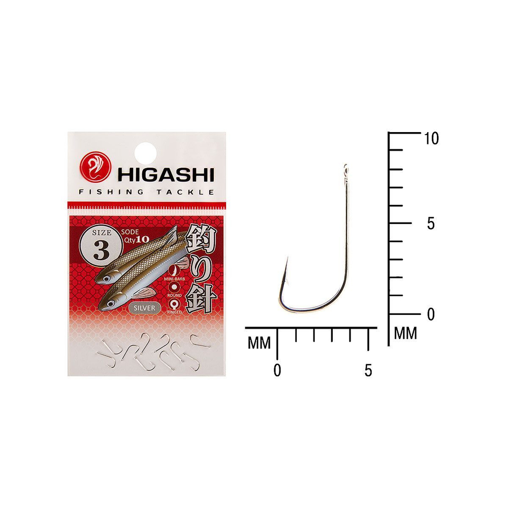 Крючок одинарный HIGASHI Sode ringed #3 Silver