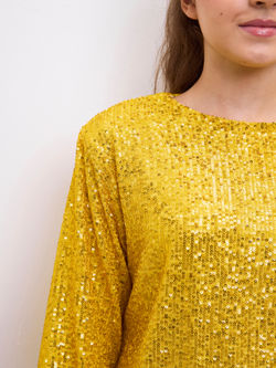 Костюм брючный праздничный с пайетками для девочки жёлтый