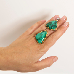 Кольцо Ветви с малахитом