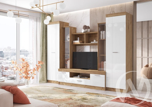 Гостиная Атлантида 6 (дуб крафт/белый глянец холодный)