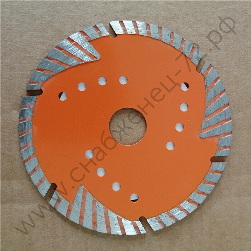 Диск алмазный отрезной Турбо - сегментный, 125 х 22,2 мм, сухая резка Вихрь