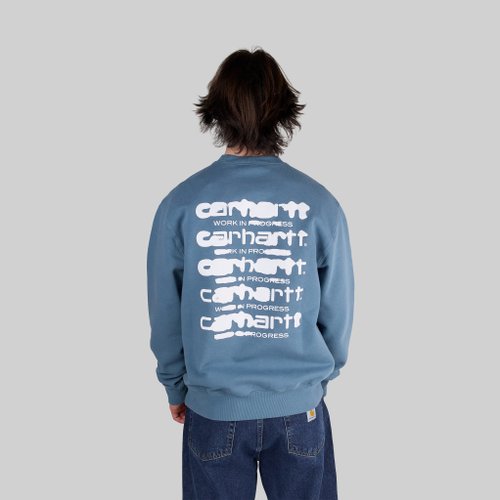 Толстовка мужская Carhartt WIP Ink Bleed Sweatshirt артикул:I032866_vancouver_blue_white - купить в магазине Дайс