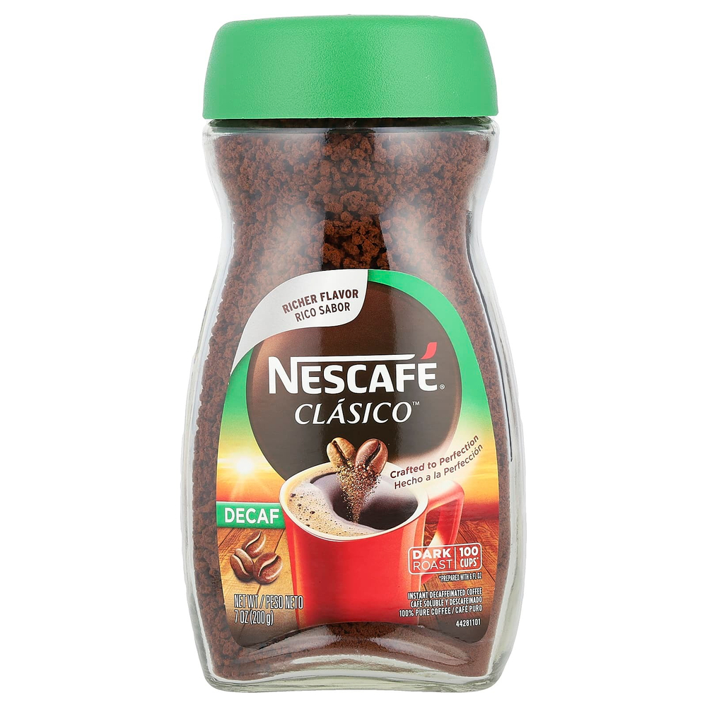 Nescafé, Clasico, растворимый кофе без кофеина, темная обжарка, без кофеина, 200 г (7 унций)
