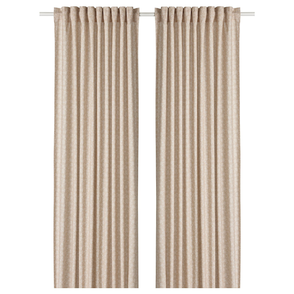 Комплект штор IKEA TRYSTAVMAL (ТРИСТЯВМАЛЬ), Бежевый с рисунком, 145x250 см, 2 шт