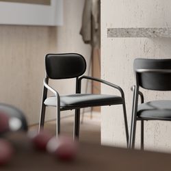 Стул барный Ror, Round, велюр, черный/серый