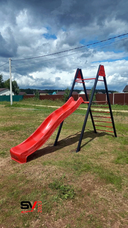 Монтаж уличных качелей Sv Sport с горкой