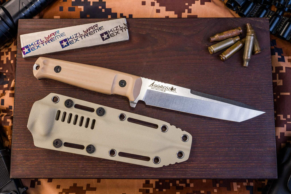 Тактический нож Aggressor AUS-10Co (Cryo) Stonewash G10