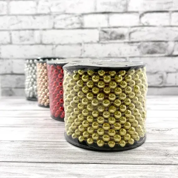 Пластиковые бусы Бисер 8 мм.*10 м., красный, Christmas DeLuxe (87085)