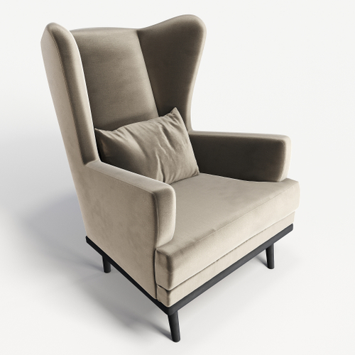 Мягкое кресло с ушами Фантазёр Z-1 (Ваниль) на высоких ножках, для отдыха и чтения книг. В гостиную, балкон, спальню и переговорную комнату.
