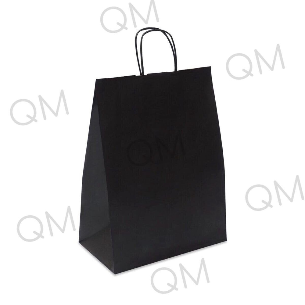 Крафт пакет с кручеными ручками и прямоугольным дном 280*140*310 мм 80 г/м2 черный внутри бурый, 400шт