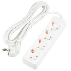 S-GCU4-3 WHITE Удлинитель серии Ultra. шнур 3м.. 4 гнезда. 16A. с-з. Белый. TM Uniel